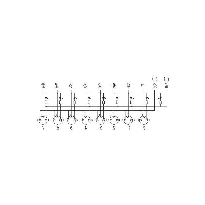 M8分线盒、单通道、PNP、8端口一体式、带LED、PUR柔性电缆、黑色护套、23P881-XXX